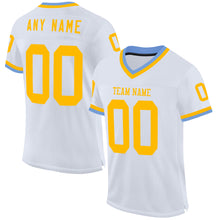 Charger l&#39;image dans la galerie, Custom White Gold-Light Blue Mesh Authentic Throwback Football Jersey
