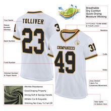 Charger l&#39;image dans la galerie, Custom White Black-Old Gold Mesh Authentic Throwback Football Jersey
