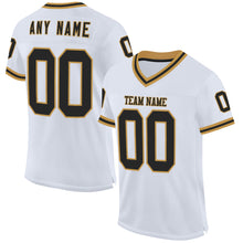 Charger l&#39;image dans la galerie, Custom White Black-Old Gold Mesh Authentic Throwback Football Jersey
