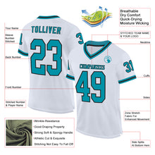 Charger l&#39;image dans la galerie, Custom White Teal-Black Mesh Authentic Throwback Football Jersey
