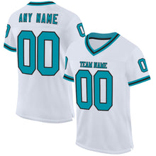 Charger l&#39;image dans la galerie, Custom White Teal-Black Mesh Authentic Throwback Football Jersey
