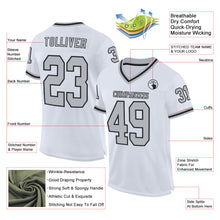 Charger l&#39;image dans la galerie, Custom White Gray-Black Mesh Authentic Throwback Football Jersey
