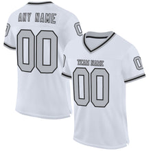 Charger l&#39;image dans la galerie, Custom White Gray-Black Mesh Authentic Throwback Football Jersey
