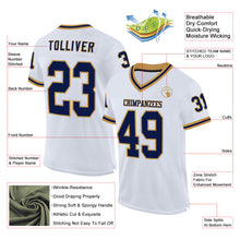 Charger l&#39;image dans la galerie, Custom White Navy-Old Gold Mesh Authentic Throwback Football Jersey
