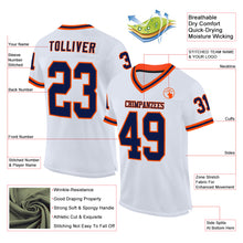 Charger l&#39;image dans la galerie, Custom White Navy-Orange Mesh Authentic Throwback Football Jersey
