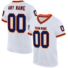 Charger l&#39;image dans la galerie, Custom White Navy-Orange Mesh Authentic Throwback Football Jersey
