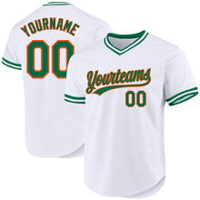 Load image into Gallery viewer, Custom White Kelly Green-Orange Authentic Throwback Baseball Jersey
