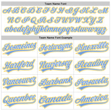 Load image into Gallery viewer, Custom White Light Blue-Gold Authentic Throwback Baseball Jersey
