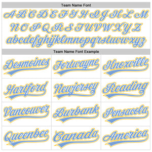 Custom White Light Blue-Gold Authentic Throwback Baseball Jersey