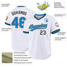 Load image into Gallery viewer, Custom White Blue Gray-Black Authentic Throwback Baseball Jersey
