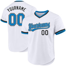 Load image into Gallery viewer, Custom White Blue Gray-Black Authentic Throwback Baseball Jersey
