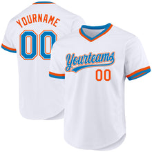 Load image into Gallery viewer, Custom White Blue-Orange Authentic Throwback Baseball Jersey
