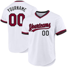 Load image into Gallery viewer, Custom White Maroon-Black Authentic Throwback Baseball Jersey
