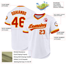 Load image into Gallery viewer, Custom White Red-Gold Authentic Throwback Baseball Jersey
