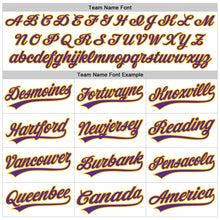 Load image into Gallery viewer, Custom White Purple-Gold Authentic Throwback Baseball Jersey
