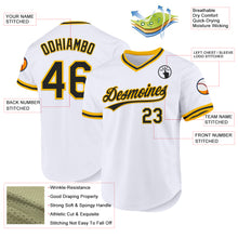 Load image into Gallery viewer, Custom White Black-Gold Authentic Throwback Baseball Jersey
