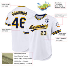 Load image into Gallery viewer, Custom White Navy-Gold Authentic Throwback Baseball Jersey
