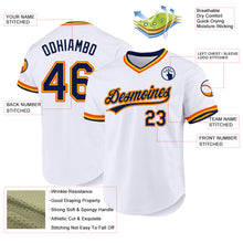 Load image into Gallery viewer, Custom White Navy Gold-Orange Authentic Throwback Baseball Jersey
