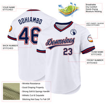 Load image into Gallery viewer, Custom White Navy-Red Authentic Throwback Baseball Jersey
