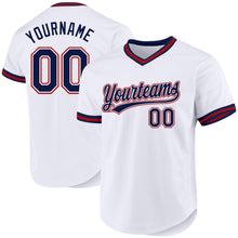 Load image into Gallery viewer, Custom White Navy-Red Authentic Throwback Baseball Jersey
