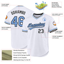 Load image into Gallery viewer, Custom White Light Blue-Black Authentic Throwback Baseball Jersey
