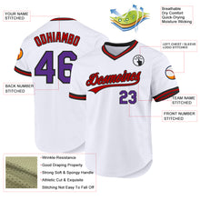 Load image into Gallery viewer, Custom White Purple Black-Red Authentic Throwback Baseball Jersey
