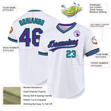 Загрузить изображение в средство просмотра галереи, Custom White Purple Black-Teal Authentic Throwback Baseball Jersey
