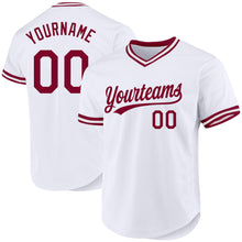 Load image into Gallery viewer, Custom White Maroon Authentic Throwback Baseball Jersey
