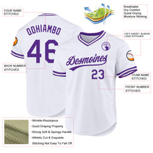 Load image into Gallery viewer, Custom White Purple Authentic Throwback Baseball Jersey
