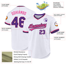 Загрузить изображение в средство просмотра галереи, Custom White Purple Black-Pink Authentic Throwback Baseball Jersey
