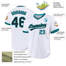 Load image into Gallery viewer, Custom White Black-Teal Authentic Throwback Baseball Jersey
