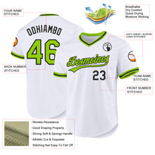 Load image into Gallery viewer, Custom White Neon Green-Black Authentic Throwback Baseball Jersey
