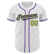 Charger l&#39;image dans la galerie, Custom White Purple-Neon Green Authentic Baseball Jersey
