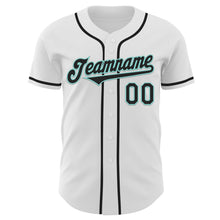 Load image into Gallery viewer, Custom White Black-Ice Blue Authentic Baseball Jersey
