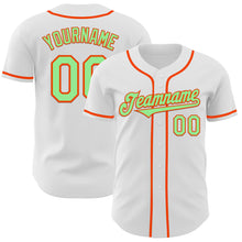 Load image into Gallery viewer, Custom White Pea Green-Orange Authentic Baseball Jersey
