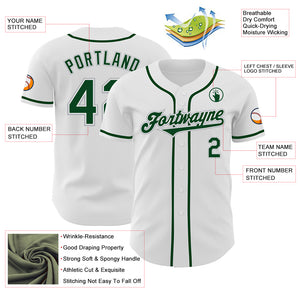 Custom White Green-Gray Authentic Baseball Jersey