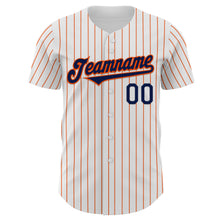 Charger l&#39;image dans la galerie, Custom White Orange Pinstripe Navy Authentic Baseball Jersey
