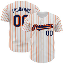 Charger l&#39;image dans la galerie, Custom White Orange Pinstripe Navy Authentic Baseball Jersey
