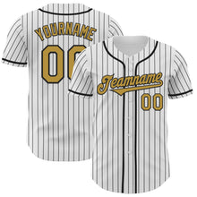 Charger l&#39;image dans la galerie, Custom White Black Pinstripe Old Gold Authentic Baseball Jersey
