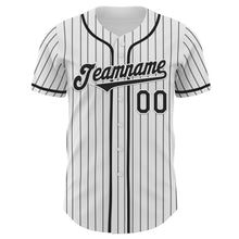 Charger l&#39;image dans la galerie, Custom White Black Pinstripe Black Authentic Baseball Jersey
