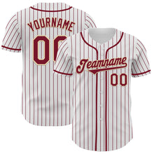 Загрузить изображение в средство просмотра галереи, Custom White Crimson Pinstripe Cream Authentic Baseball Jersey
