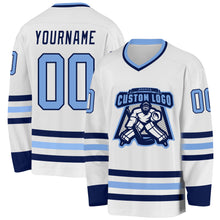 Charger l&#39;image dans la galerie, Custom White Light Blue-Navy Hockey Jersey
