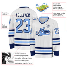 Charger l&#39;image dans la galerie, Custom White Light Blue-Navy Hockey Jersey
