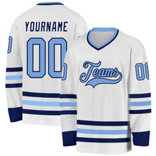 Charger l&#39;image dans la galerie, Custom White Light Blue-Navy Hockey Jersey
