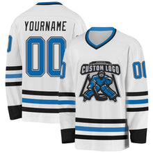 Charger l&#39;image dans la galerie, Custom White Blue Gray-Black Hockey Jersey
