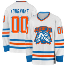 Charger l&#39;image dans la galerie, Custom White Orange-Blue Hockey Jersey
