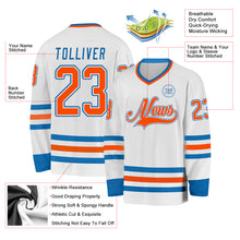 Charger l&#39;image dans la galerie, Custom White Orange-Blue Hockey Jersey
