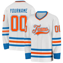 Charger l&#39;image dans la galerie, Custom White Orange-Blue Hockey Jersey
