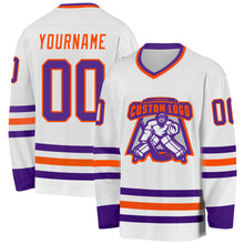 Charger l&#39;image dans la galerie, Custom White Purple-Orange Hockey Jersey
