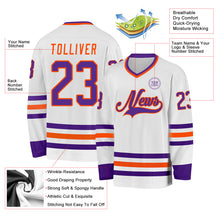 Charger l&#39;image dans la galerie, Custom White Purple-Orange Hockey Jersey
